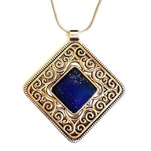 NEW BARSE Pendant Necklace Lapis Sterling Snake Chain 18” NEW W/TAG